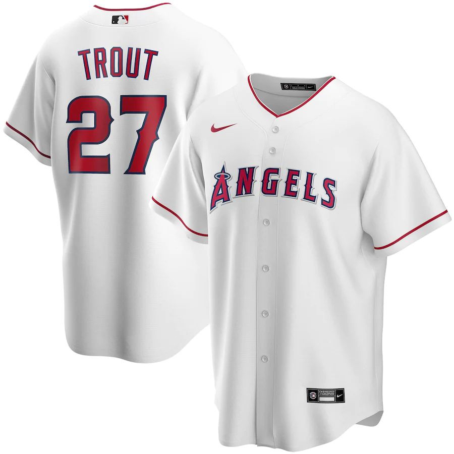 Youth Los Angeles Angels 27 Mike Trout Nike White Home Replica Player MLB Jerseys